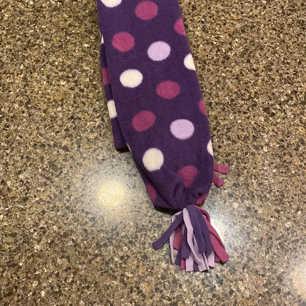 Fleece Scarf Dark Purple with Light and Medium Purple and White Spots - Picture 2 of 5